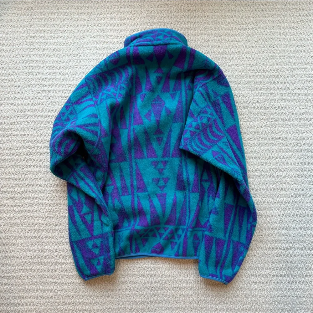 Patagonia Teal Tribal Geo Synchilla Snap Fleece Pullover